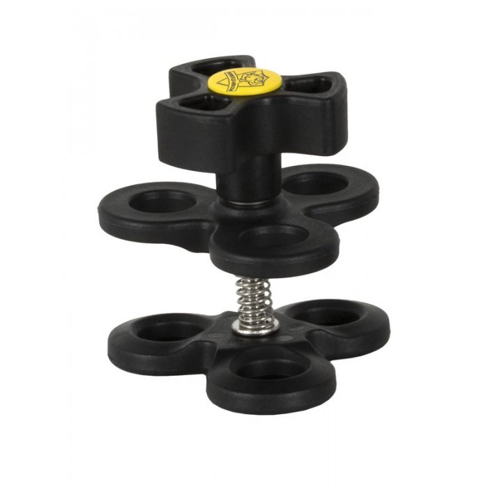 BJ Dreierklammer für Kugelarmsysteme mit 25 mm Kugeln - Schwarz-Gelb