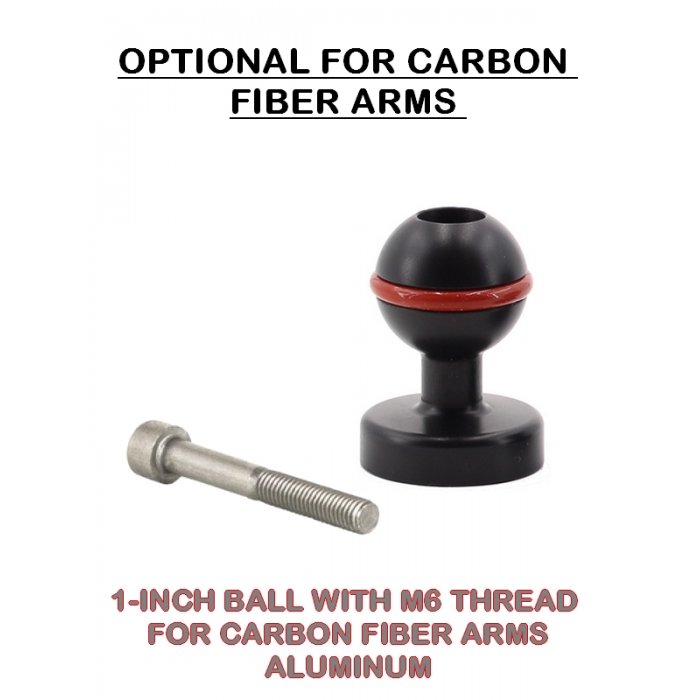 1-INCH BALL WITH M6 THREAD for Carbon Fiber Arms L 40 mm Aluminum