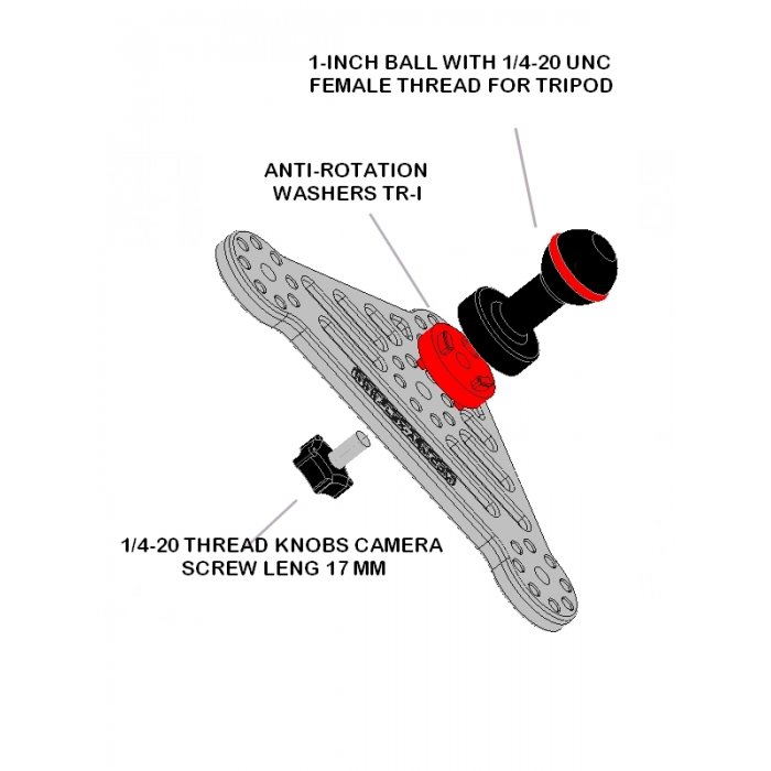 1-INCH BALL WITH 1/4-20 UNC FEMALE THREAD for tripod 