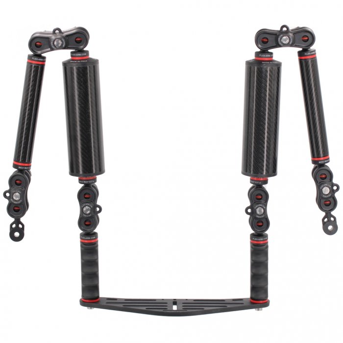 Universelle Kameraschiene mit Carbon Auftriebs Blitzarme Set YS-Adapter - Carbon Evo Pack