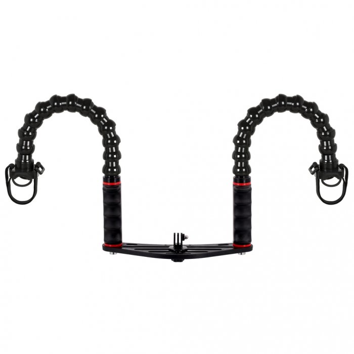 Platine avec Double Poignée et Bras Flexible Supports Lampe pour Action Caméra GoPro