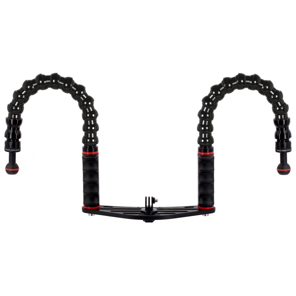 Unterwasser Tray Schiene für Action-Kameras Doppel Handgriff mit Flexarm und Kugel 25 mm