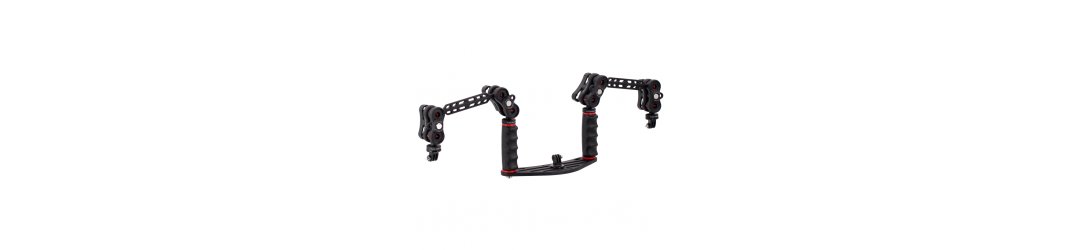 Unterwasser Tray Schiene für Action-Kameras GoPro mit Arme and Adapter für Lampe Qudos