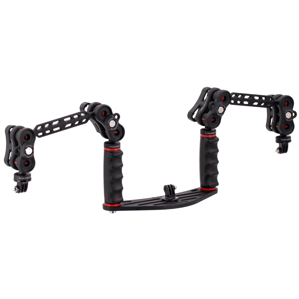 Kit Pletina Universal para Action Cam con Doble Puño con Bola 25 mm Brazos y soporte para Focos Qudos