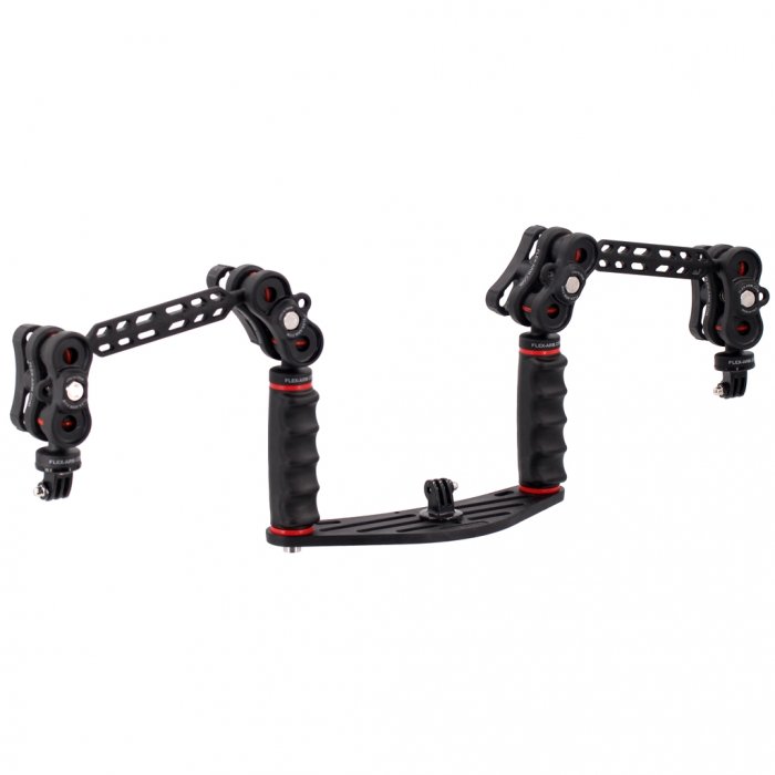 Kit Pletina Universal para Action Cam con Doble Puño con Bola 25 mm Brazos y soporte para Focos Qudos