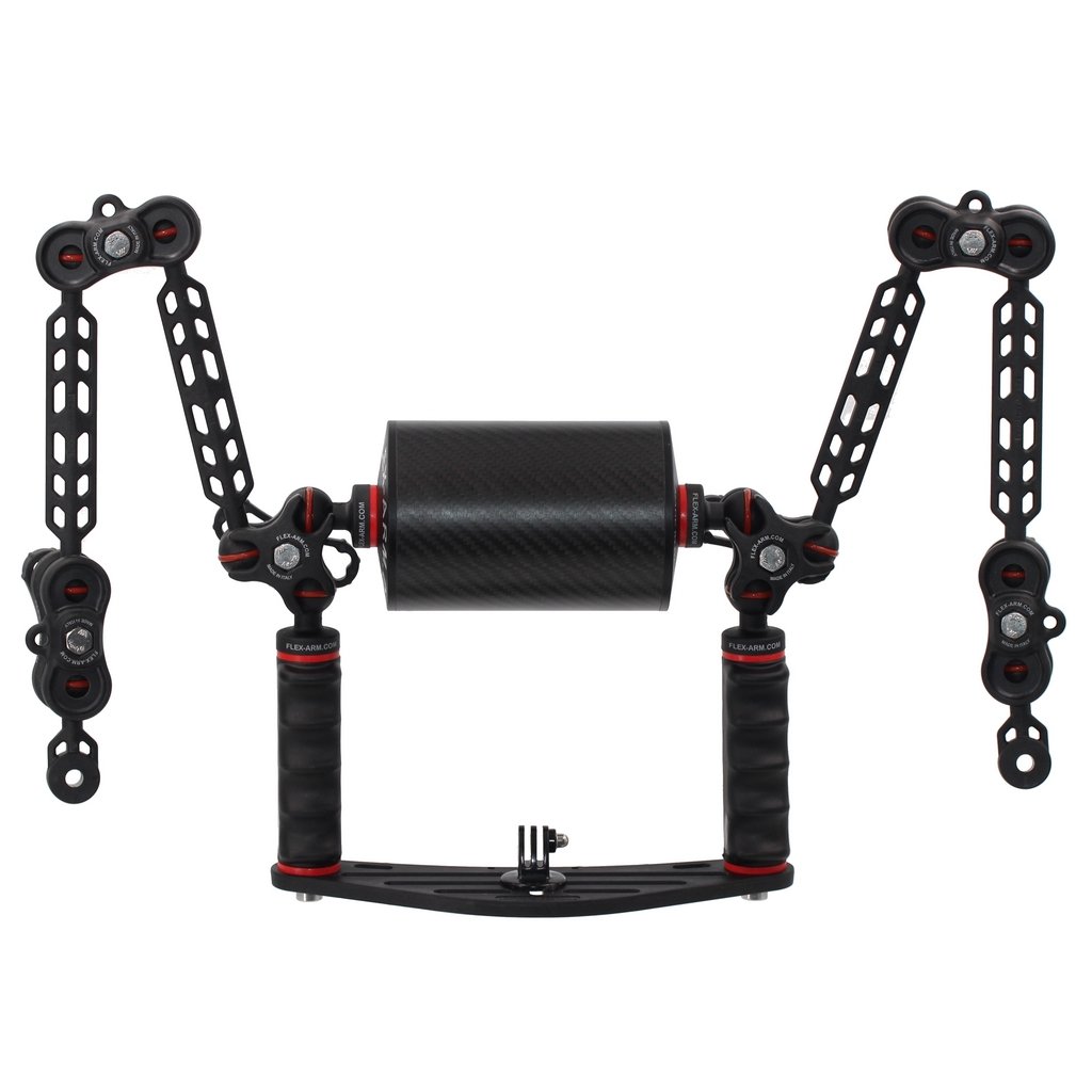 Kit Pletina Universal para Action Cam Doble Puño con Bola 25 mm y Brazos Flotantes Terminación YS