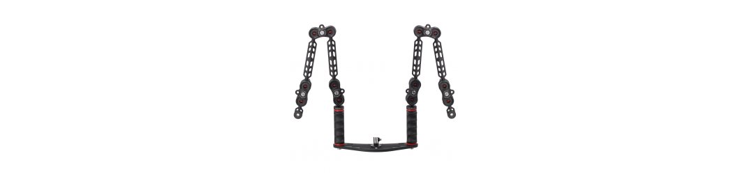 Kit Pletina Universal para GoPro con Doble Puño Bola 25 mm y Set Brazos Plastic Carbon y Terminación YS