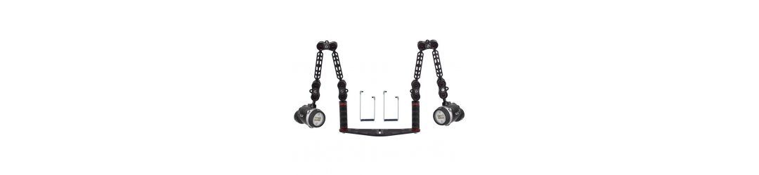 Kameraschiene für Unterwassergehäuse Doppelt Set  AOI Unterwasserblitz Ultra Compact Strobe Q1 und Lichtleiterkabel Optisches
