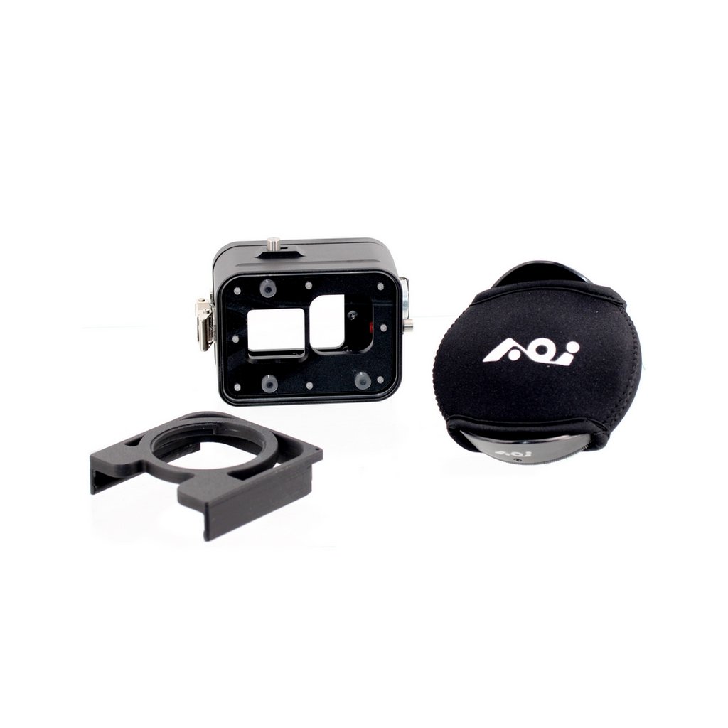 Pack Caisson pour GoPro Hero 10 - 11- 12 avec Adaptateur Lentille et AOI  UWL-03 Objectif Grand Angle