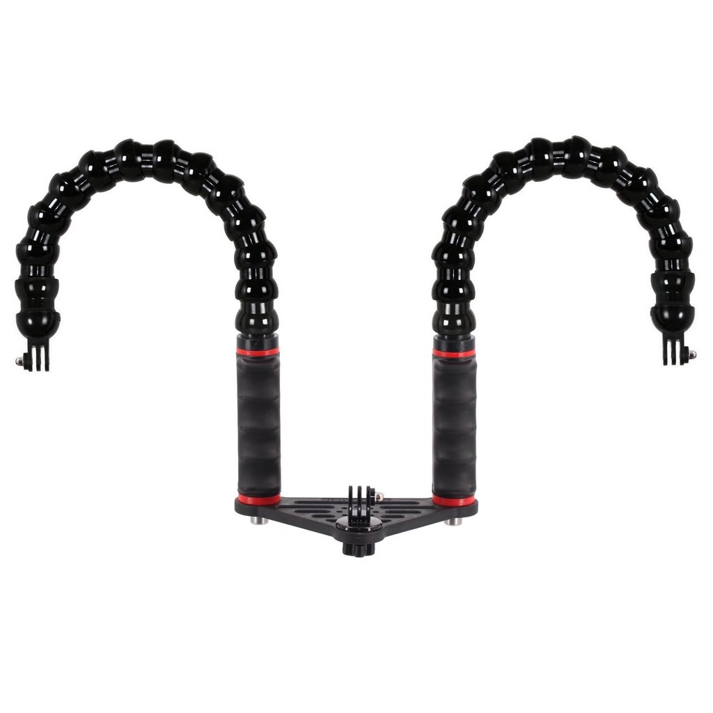 Mini Platine Double Poignée avec Bras Flexible Terminaison pour Action Caméra