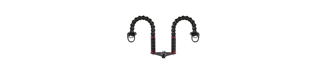 Mini Staffa Subacquea Action Cam Doppia Impugnatura Bracci Flessibili Supporto Torce