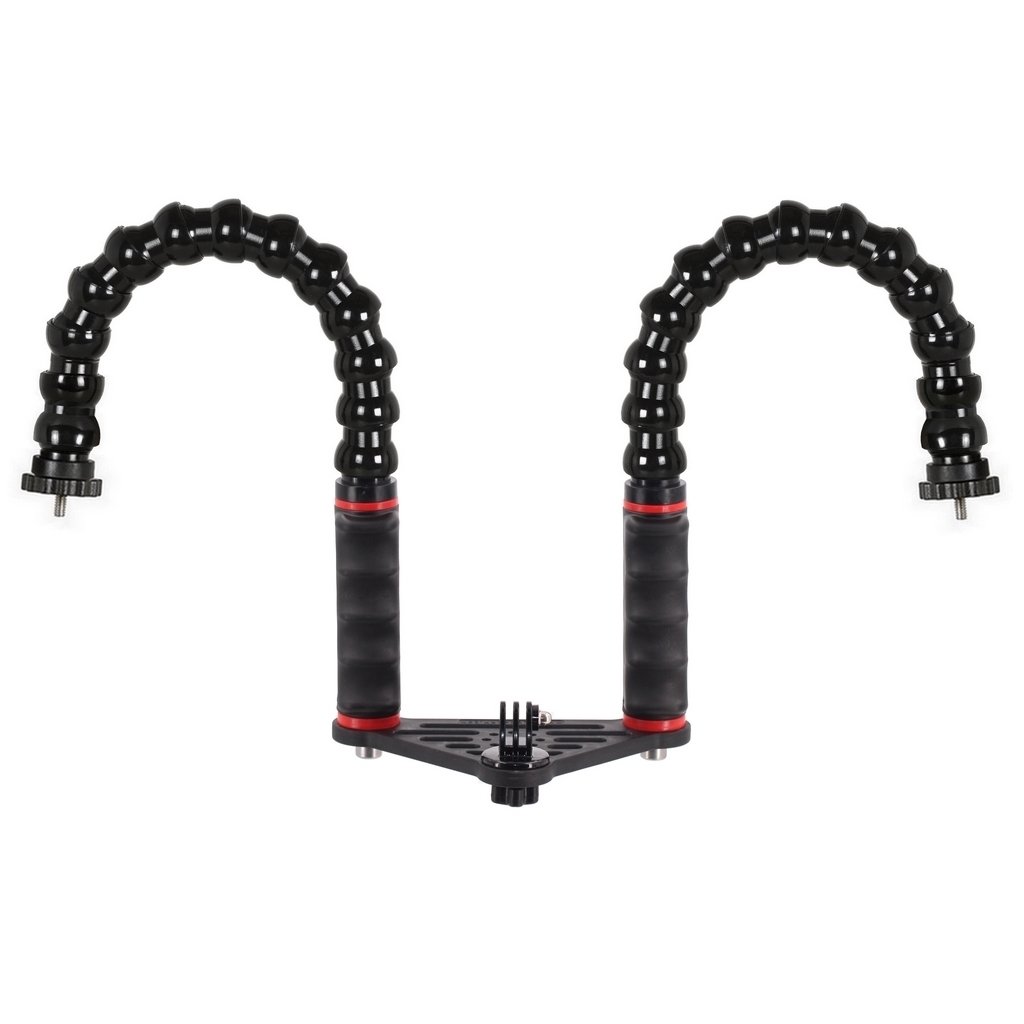 Mini Pletina para Action Cam Doble Puño con Brazos Flexible Rosca Macho 1/4 Unc