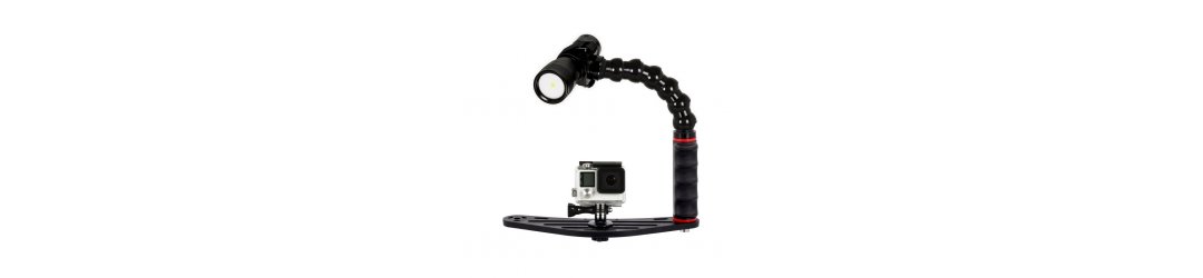 Underwater Tray With Single Handle and Flex Arm Universal Lights Adapter for Action Camera - GoPro