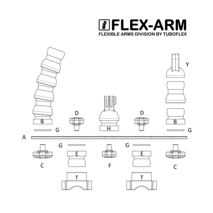 Underwater Tray with Flex Arm and light adapter for Qudos set Action Camera GoPro