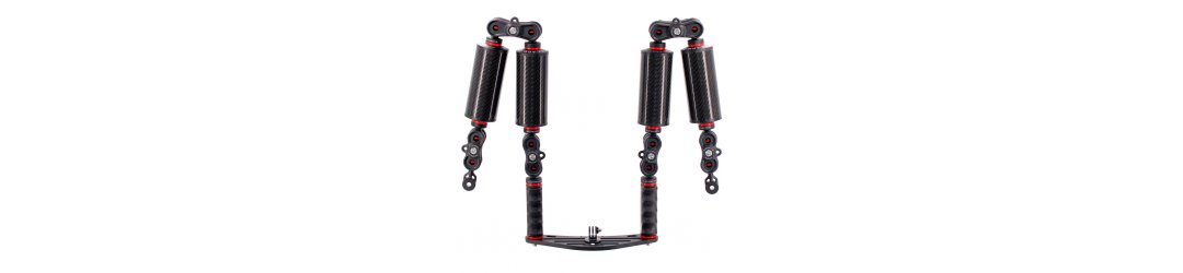 Kit Pletina Universal para Action Cam Doble Puño con Bola 25 mm y 4 Brazos Flotantes 250 g Terminación YS