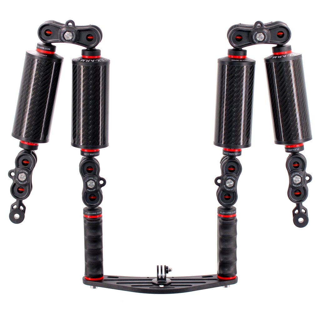 Kit Pletina Universal para Action Cam Doble Puño con Bola 25 mm y 4 Brazos Flotantes 250 g Terminación YS