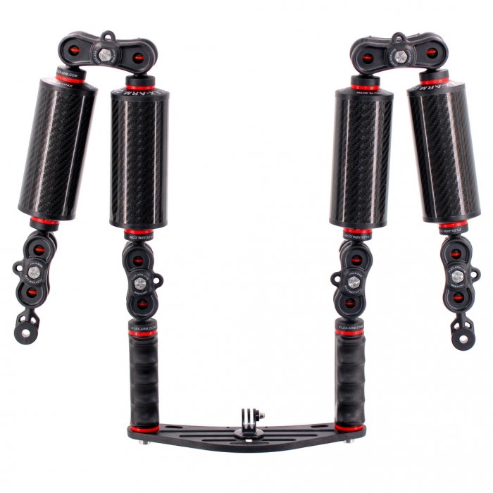 Kit Pletina Universal para Action Cam Doble Puño con Bola 25 mm y 4 Brazos Flotantes 250 g Terminación YS