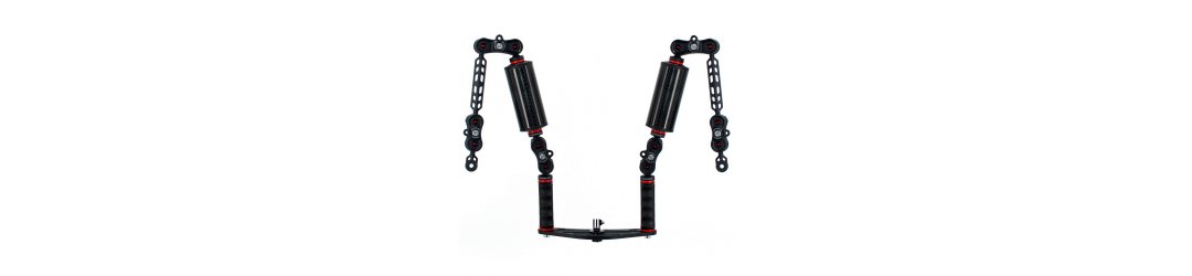 Underwater Camera Tray with 2 Carbon Fiber Float Arms 250 g 2 Plastic Carbon 18 cm and Ys-Mount