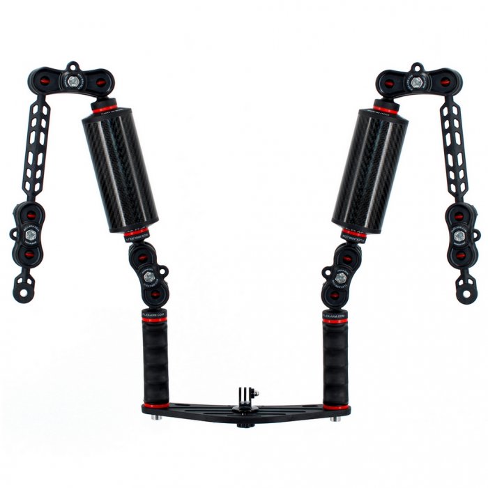Pack Platine avec 2 Bras Flotteur en Fibre de Carbone 250 g 2 Plastic Carbon 18 cm et Terminaison Ys pour Action Caméra GoPro