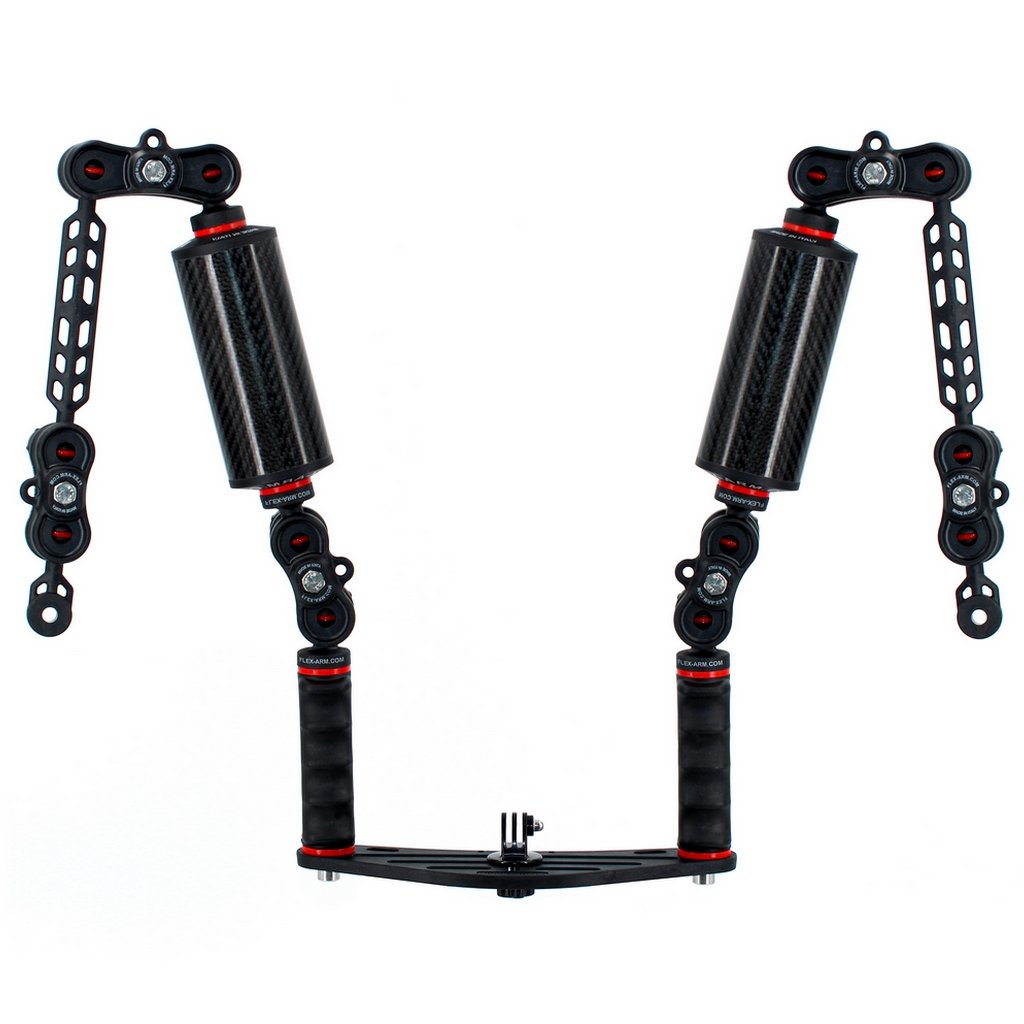 Unterwasser Tray Schiene für Action-Kameras Gopro mit 2 Arme Carbon 250 g 2 Plastic Carbon 18 cm And Ys-Adapter