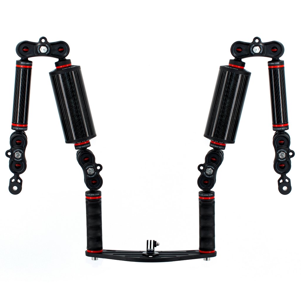 Underwater Camera Tray with 2 Carbon Fiber Float Arms 250 g 2 Carbon Arms 18 cm and Ys-Mount