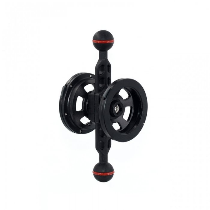 Plastic Carbon Bras Boule 25 mm Long 18 cm avec Double Porte Objectif QRS-02-MBP