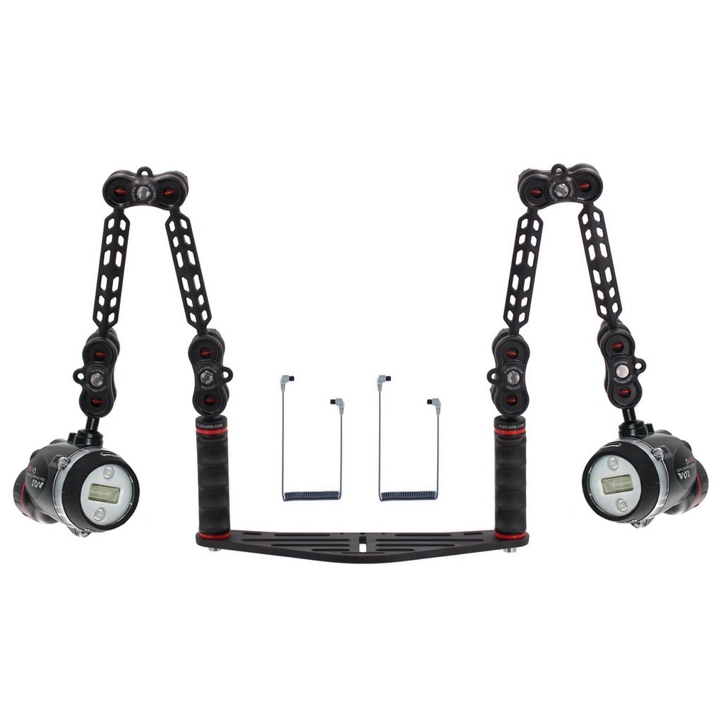 Kameraschiene für Unterwassergehäuse Doppelt Set  AOI Unterwasserblitz Ultra Compact Strobe Q1RC und Lichtleiterkabel Optisches