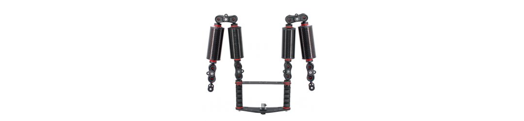 Staffa Subacquea Action Cam GoPro Kit 4 Bracci Galleggianti 250 g in Fibra di Carbonio e Terminali YS