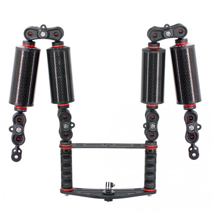 Kit Pletina Universal para Action Cam Doble Puño con Bola 25 mm y 4 Brazos Flotantes 250 g Terminación YS