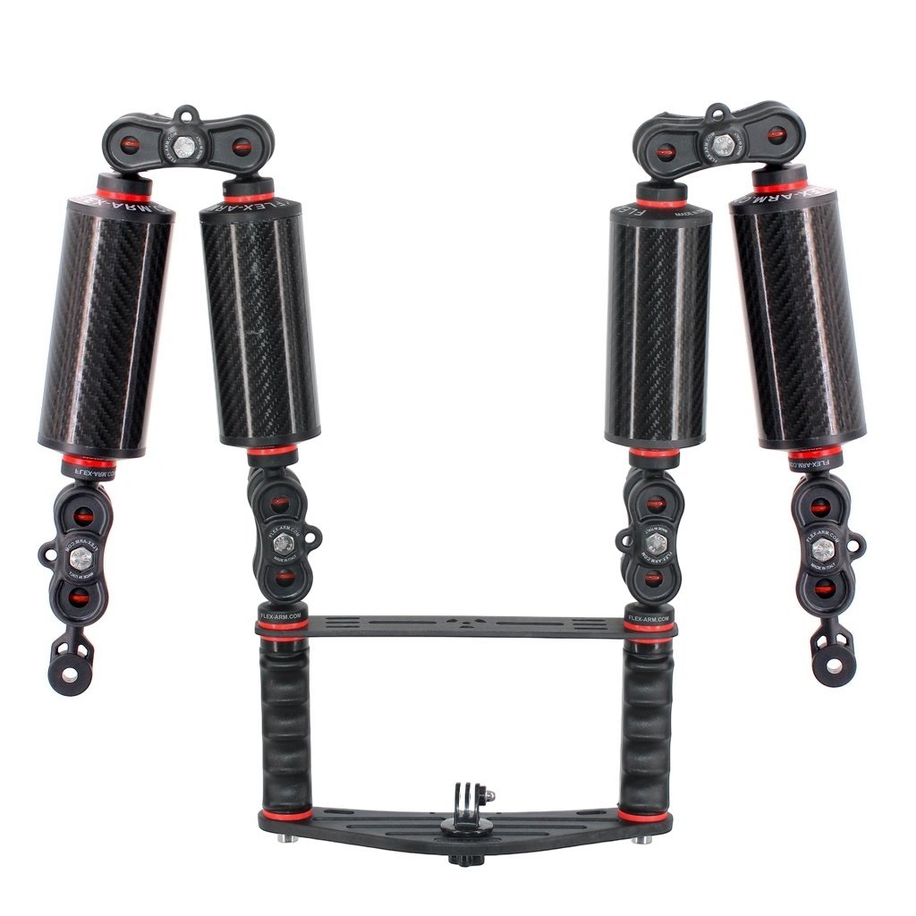 Kit Pletina Universal para Action Cam Doble Puño con Bola 25 mm y 4 Brazos Flotantes 250 g Terminación YS