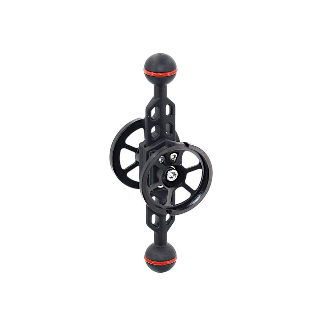 Plastic Carbon Bras avec Boule 25 mm Long 18 cm et Double Porte Objectif M52