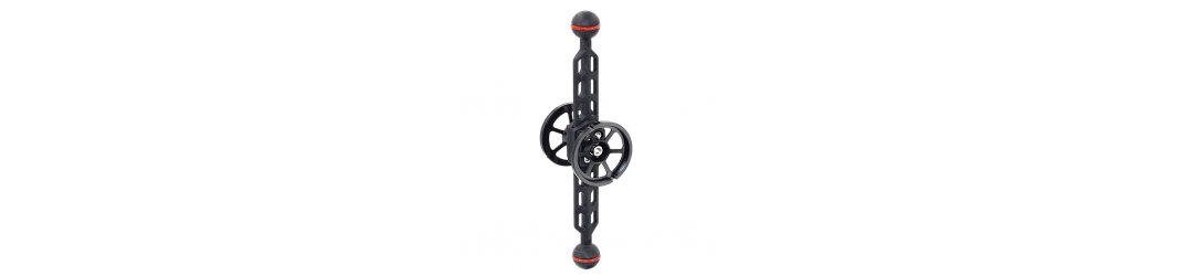 Plastic Carbon Bras avec Boule 25 mm Long 24 cm et Double Porte Objectif M52