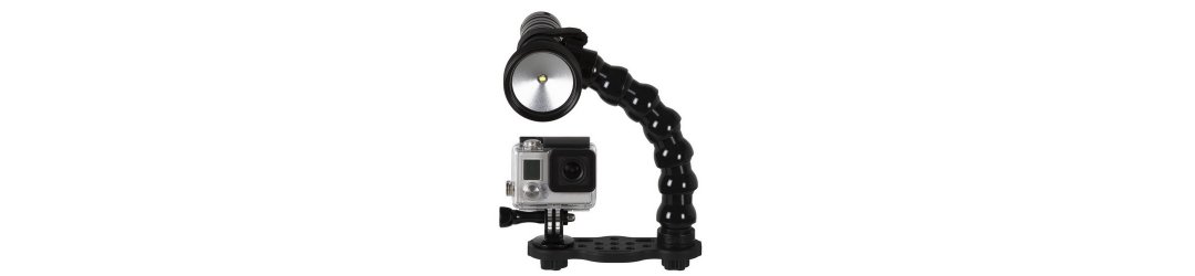 GO-TRAY Underwater Bracket with 3/4 Flex Arm Universal Lights for GoPro