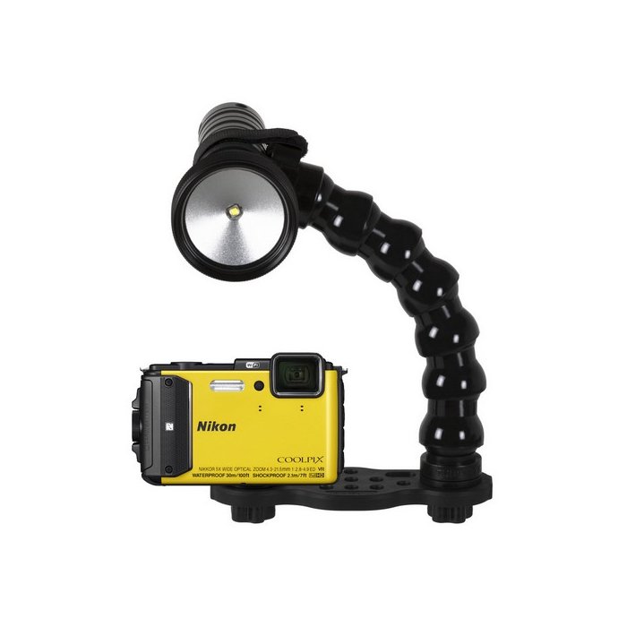 GO-TRAY Underwater Bracket with 3/4 Flex Arm Universal Lights for GoPro