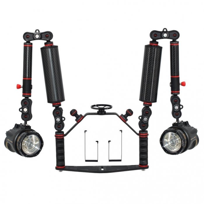 Underwater Camera Tray Kit Cross Bar Crossbar with Lens Holder M67 Carbon Arm - PRO - Sea and Sea YS-D130R