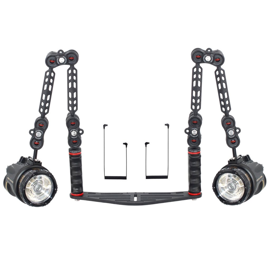 Pack Pletina para Carcasas con Doble Flash Sea and Sea YS-D130R y Cable Fibra Óptica