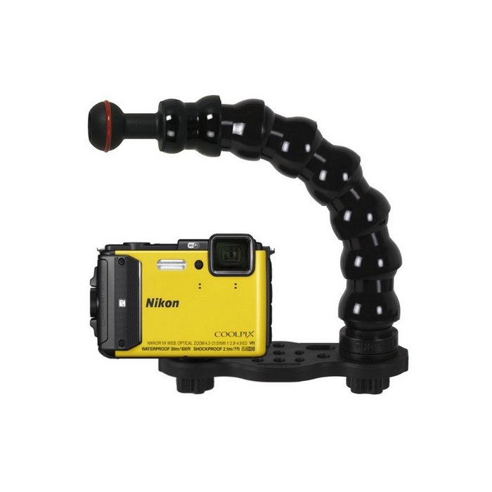 GO-TRAY Underwater Bracket and 3/4 Flex Arm With 1-inch Ball for GoPro 