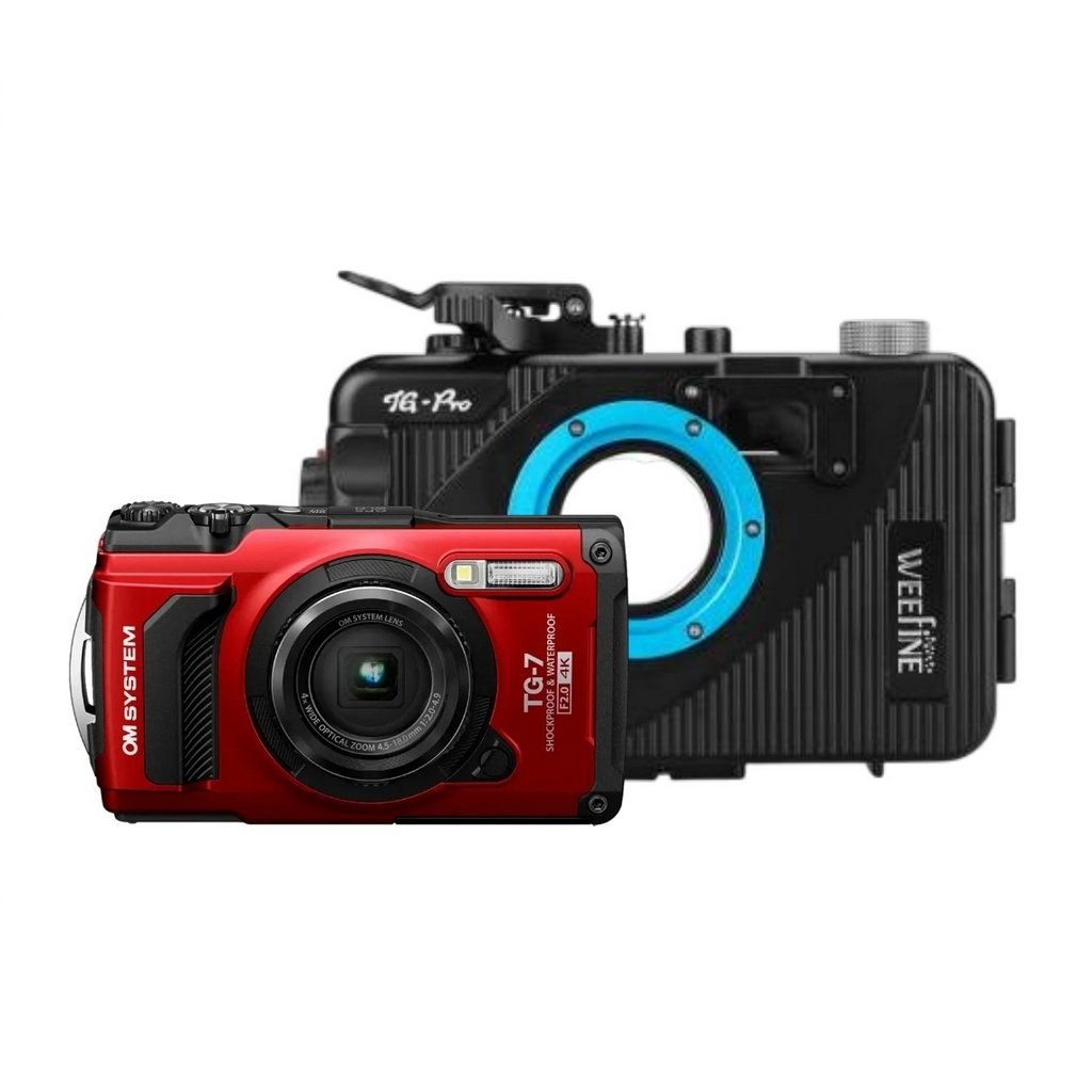 Paket Weefine Unterwassergehäuse für Olympus TG7 - Kamera Olympus Tough TG-7