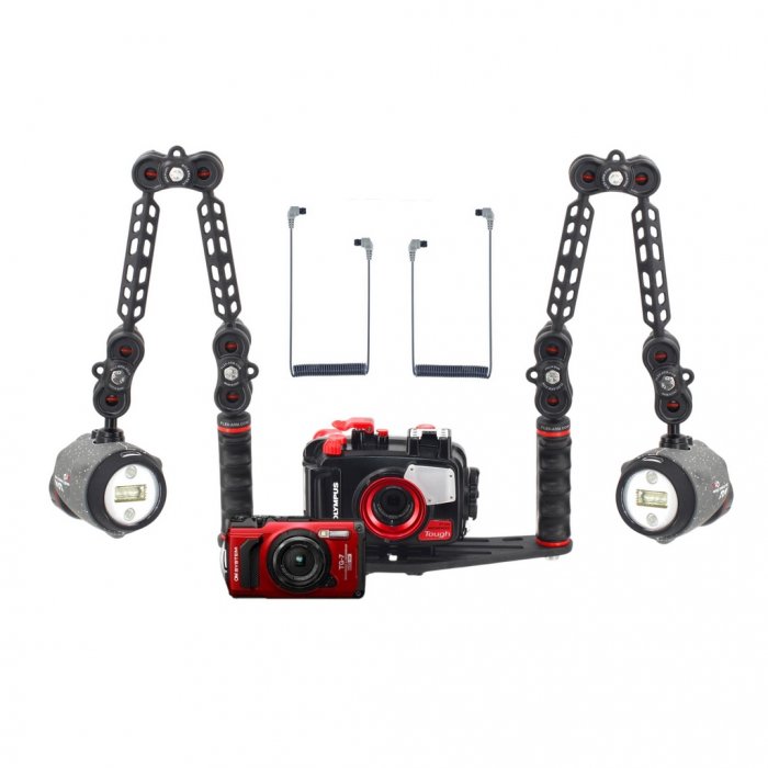 Olympus OM System TG-7 + PT-059 Housing + Double AOI Q1i Strobe Underwater Photo Package