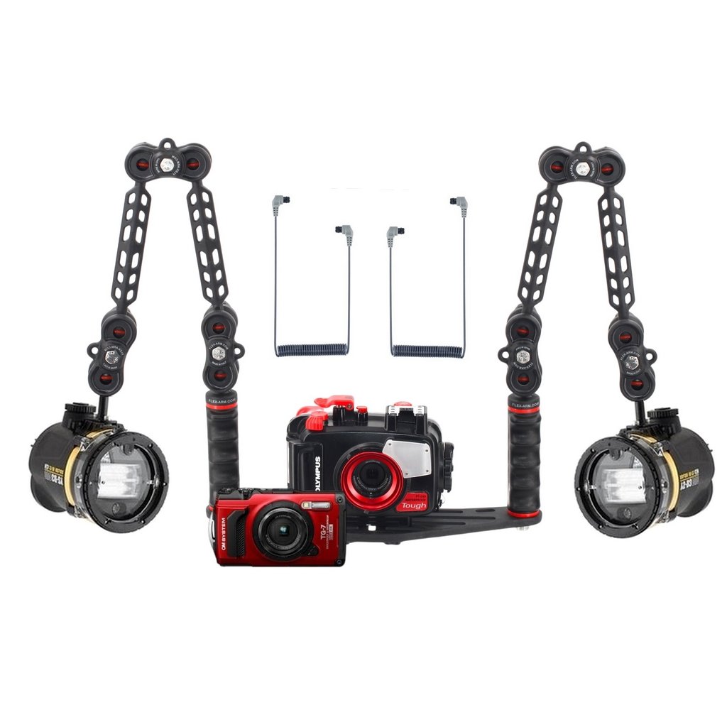 OM System TG-7 + PT-059 Housing + Double Strobe Sea and Sea D3 Duo Underwater Photo Package